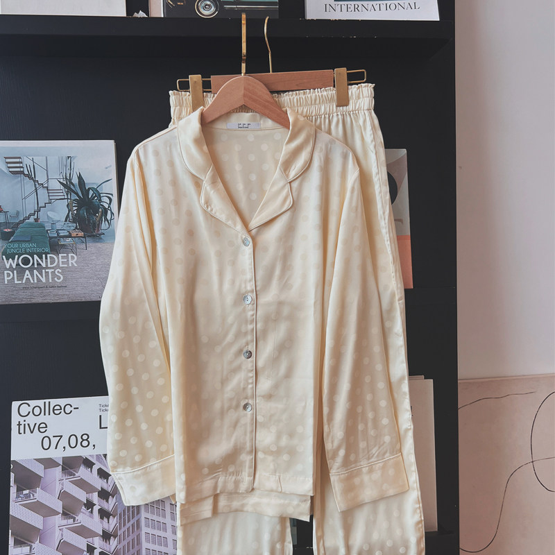 qrys黄色波点仿真丝高级感睡衣