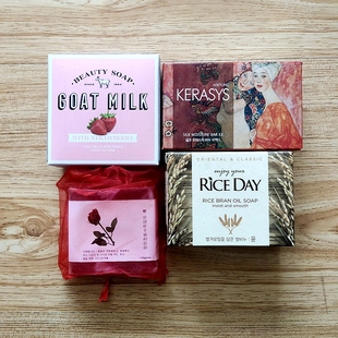 5件限区包邮 韩国大米香皂石榴莲花香水名画羊奶润清柔草莓生姜