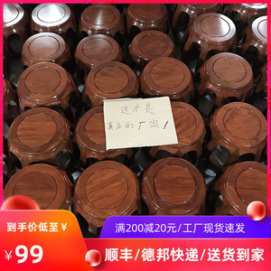 红木鼓凳花梨木圆凳实木换鞋凳中式小矮凳仿古印花古筝凳专用琴凳