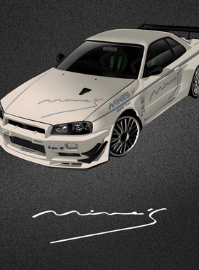 车永佳 mine s改装车贴日产jdm赛车引擎盖车身贴纸拉花