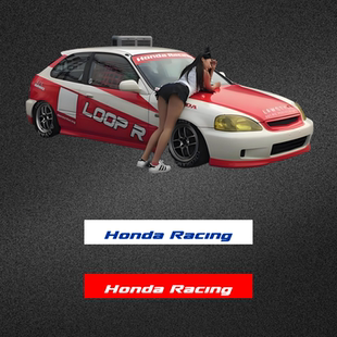 车永佳 honda racing改装车贴本田思域飞度前挡玻璃遮阳压头贴纸