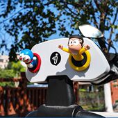 飞呀大雄电瓶电动车摩托机车装 饰小贴件玩偶公仔招手哆啦A梦汽车