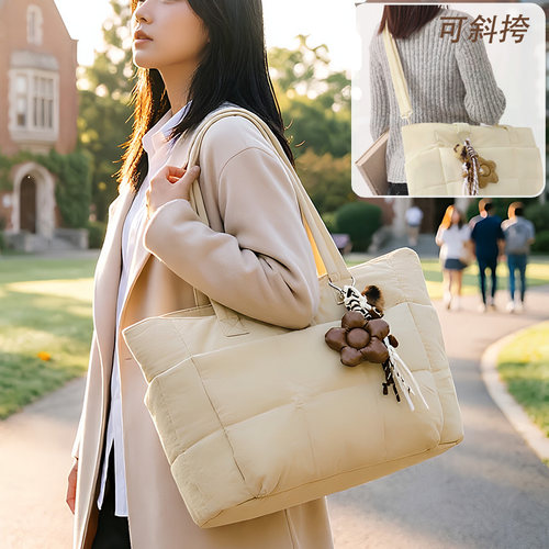 大容量分区可斜挎托特包上学通勤