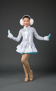 冬天儿童演出服舞蹈服长袖亮片蓬蓬裙公主裙圣诞雪花演出服芮其儿