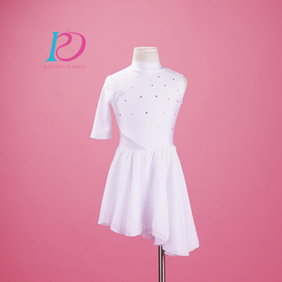 儿童成人女演出服雪纺飘逸闪钻现代舞中国舞白色芮其儿