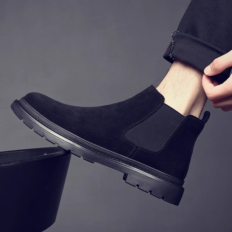 VINTAGE GENTLEMAN SUEDE MENS SHOES FALL-WINTER 2024 NEW SUEDE NUBUCK CHELSEA BOOTS SUEDE MARTIN BOOTS