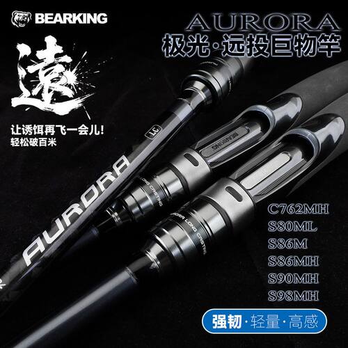 熊王25新款极光路亚竿远投巨物竿国产高韧性轻量化碳布超薄TZ导环