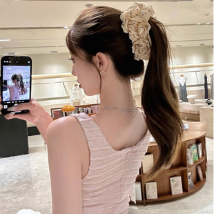 咖色波点玫瑰花朵香蕉夹后脑勺横夹低马尾抓夹女新款半扎发夹