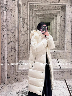 MUNISHA 鹅鹅家 绝美白徽章 白鹅绒羽绒服 25SS长款羽绒服外套女