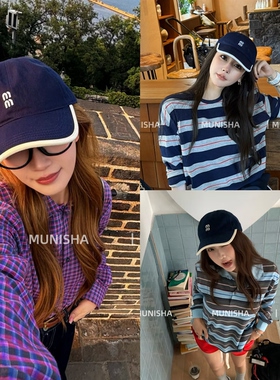 MUNISHA 顶配 超韩 千金感韩女 显脸小 字母刺绣徽标拼色鸭舌帽女