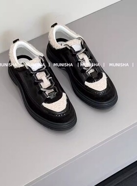 MUNISHA 顶配版！ 酷辣女孩 25秋冬新款小香风毛毛款泰迪熊猫鞋女