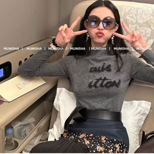 山羊绒水墨画设计25秋冬显瘦针织上衣女 上衣 MUNIHSA 钟楚曦同款