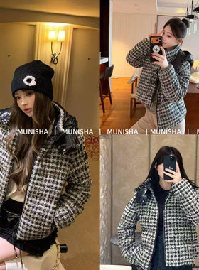 MUNISHA 顶配版 鹅鹅超爆 25SS 时髦复古千金 格纹羽绒服短外套女
