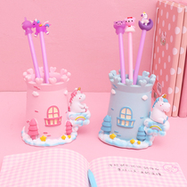 Cute Unicorn pen holder creativity ins girl's heart fashion cute student storage box desktop storage box stationery