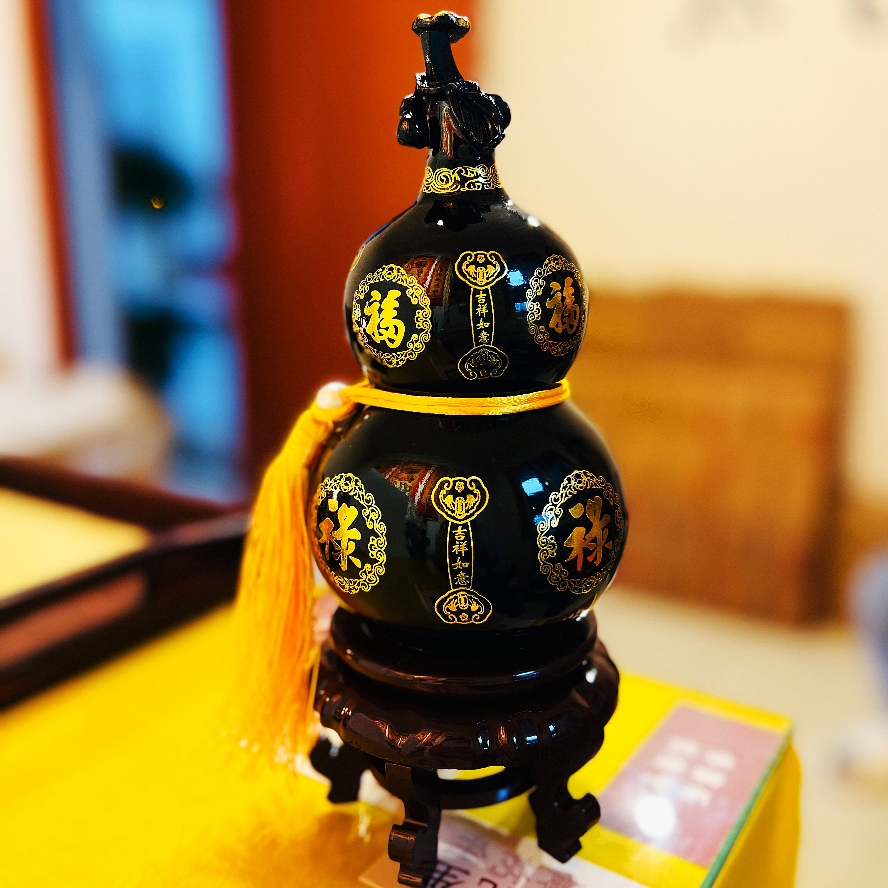 泰山墨玉金丝葫芦暖居摆件乔迁搬家开业伴手礼新中式家居客厅装饰