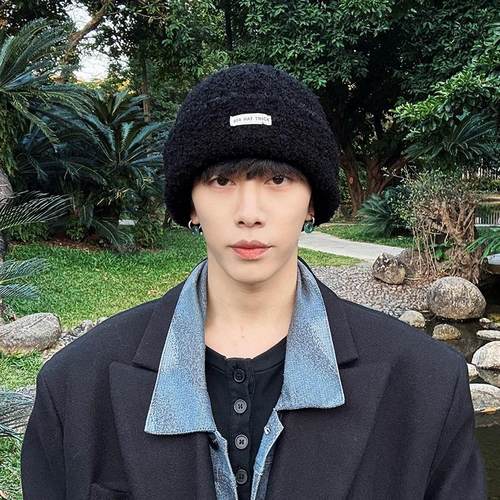 粗针织布标冷帽子男女秋冬加厚