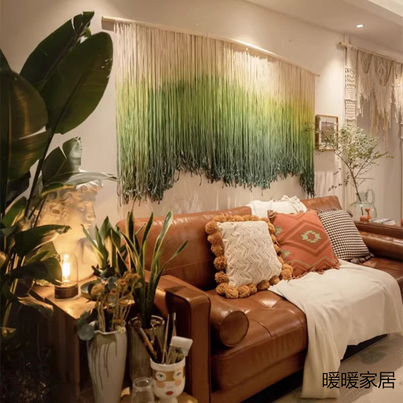 青草依依.ins手工制作彩色文艺挂毯 民宿沙发床头背景墙遮档装饰