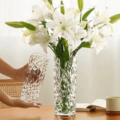 大号加厚花瓶水晶玻璃透明水养富贵竹玫瑰百合花插花客厅桌面摆件