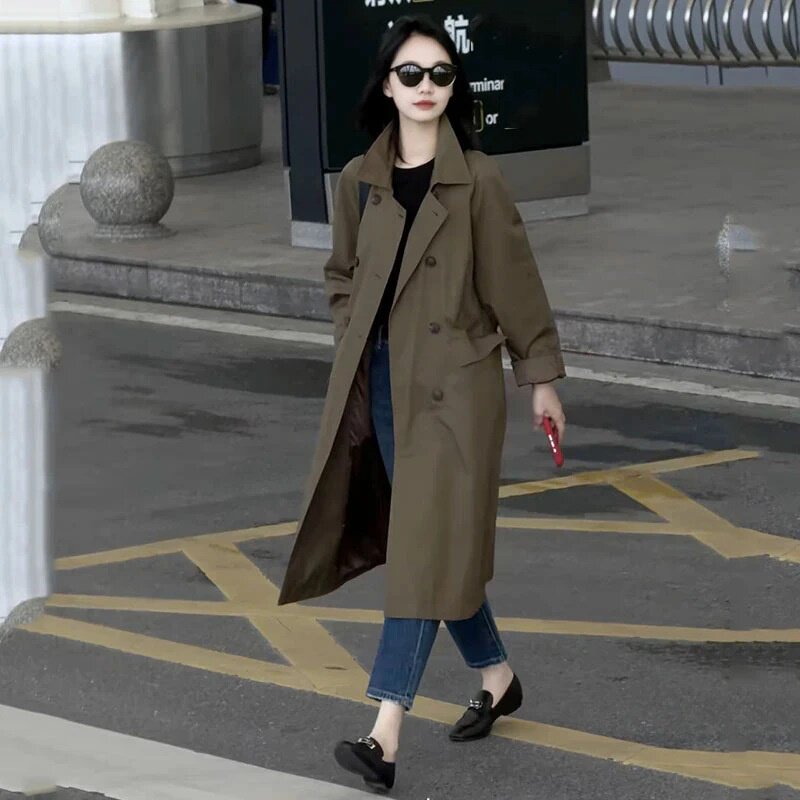 小众独特别致工装风中长款外套春秋新款小个子韩系气质女风衣ins