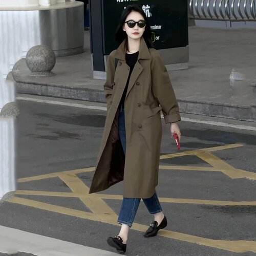 小众独特别致工装风中长款外套春秋新款小个子韩系气质女风衣ins