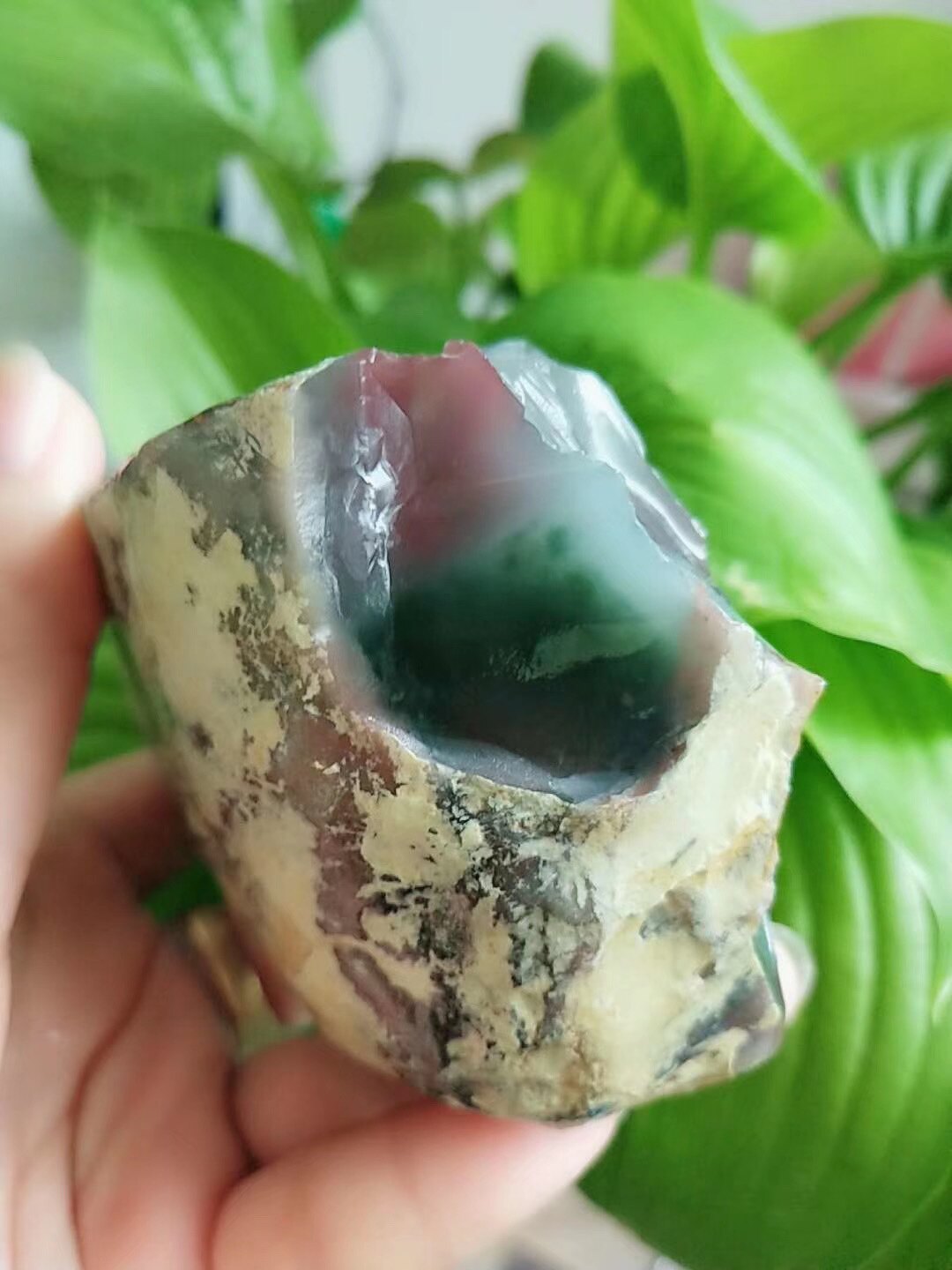 南红玛瑙紫绿玛瑙原石摆件料重量608克