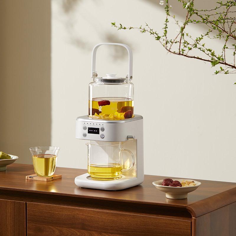 鸣盏2026新款喷淋式煮茶器萃茶机自动上水智能恒温玻璃壶养生壶