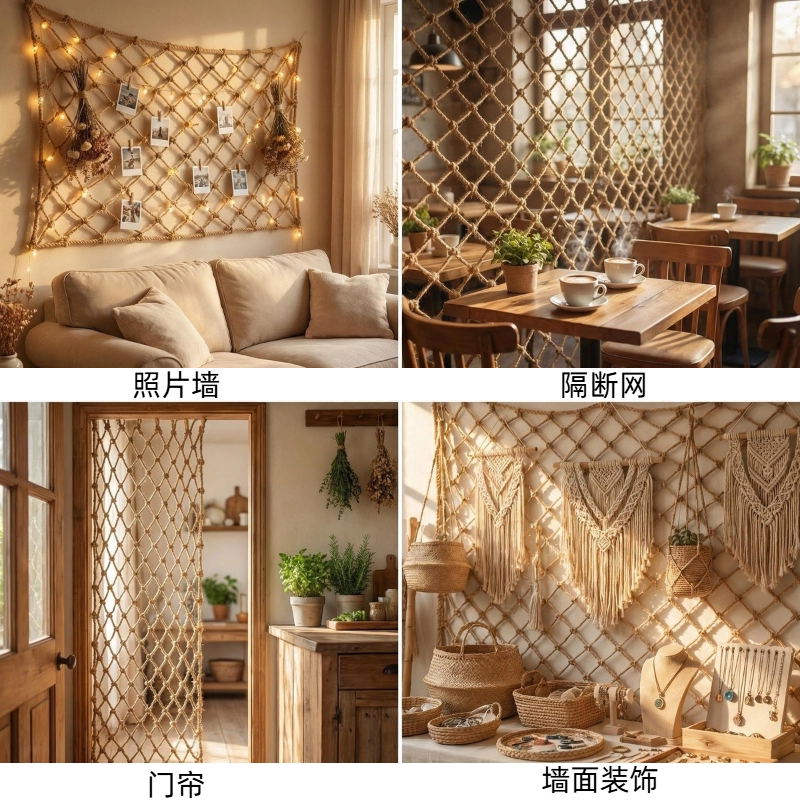 麻绳编织网装饰网吊顶网防护打卡