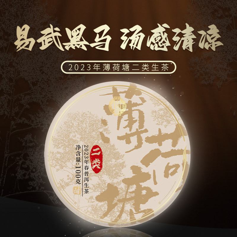 汇馥园 2023年薄荷塘二类 头春易武普洱生茶茶饼100g