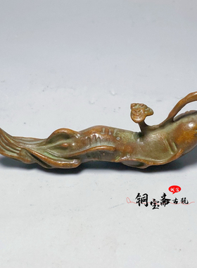 复古铜嚣人生如意笔架笔搁人参摆件茶宠茶玩书房镇尺压纸文房用品