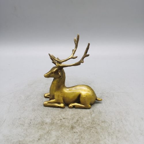 古玩铜器纯铜鹿摆件梅花鹿福鹿路路发财一路有你古风茶玩书房装饰