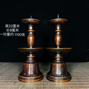纯铜烛台蜡台摆件三层长明灯家用供佛蜡烛台酥油供灯佛灯底座供奉
