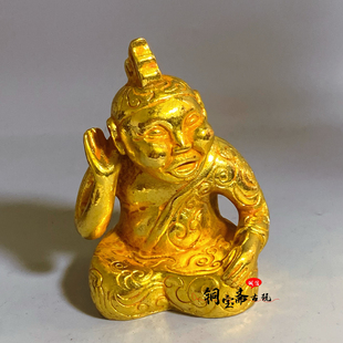 古玩古董收藏镀金汉代俳优说唱人物乐师铜人俑像复古家居装饰摆件