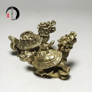 纯铜龙龟摆件一对龙头子母龟背金钱招财镇宅办公室风水吉祥物装饰