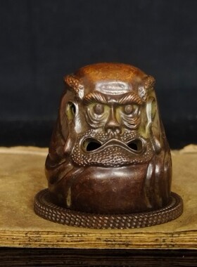 古玩铜器菩提达摩祖师悟道神像禅意熏香炉居家礼佛茶道茶艺塔香炉