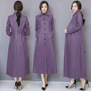 秋冬装 海宁皮衣女长款 韩版 显瘦中长款 外套 过膝皮风衣2025皮衣修身