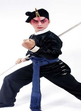 戏剧戏曲演出武松打虎服装黑色武打衣武生衣服古装夜行戏服杂役