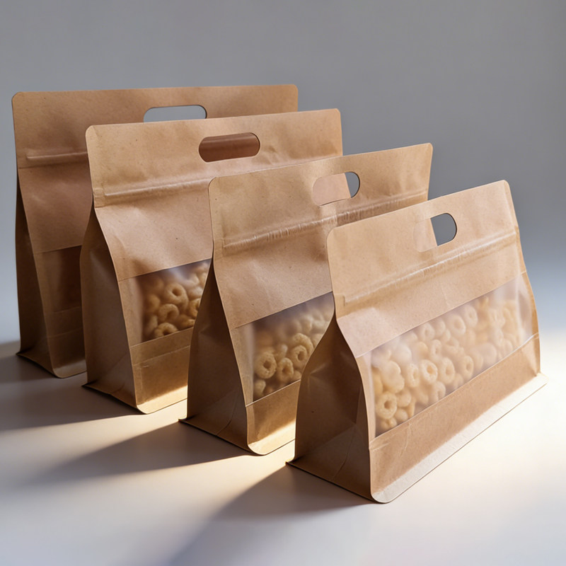 手提牛皮纸宽口八边封自封袋茶叶食品加厚干货坚果零食特产包装袋