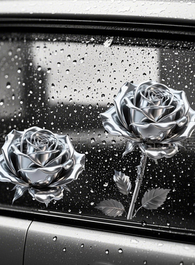 钢铁玫瑰汽车3D个性划痕遮挡贴纸电动车摩托车身装饰车窗行李箱贴