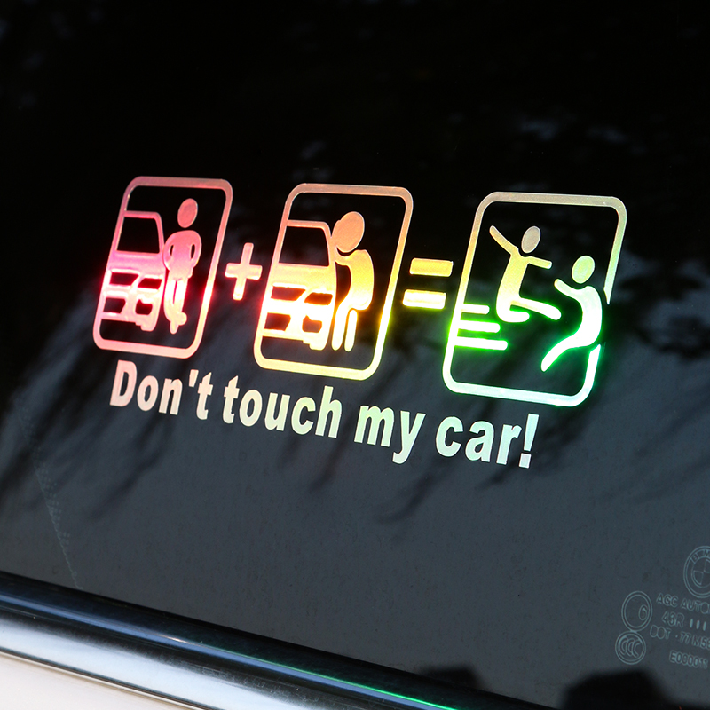 Dont touch my car Colorful personality car decoration car stickers Glass window creative text reflective cartoon stickers