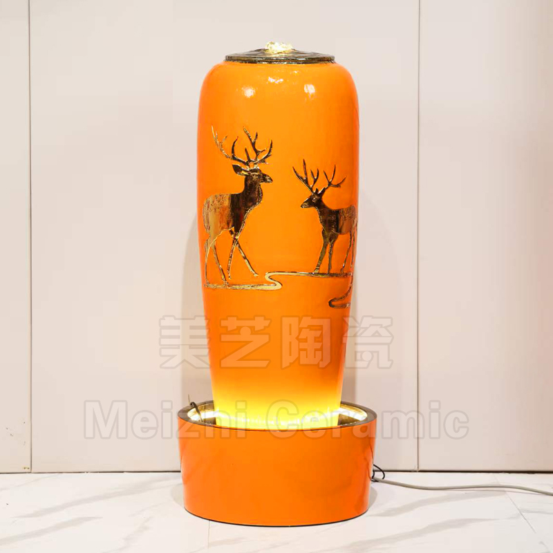 景德镇陶瓷流水摆件家居装饰品客厅玄关自流水生财喷泉花瓶加湿器