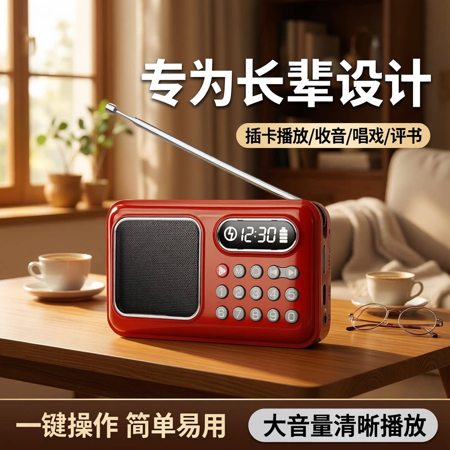 收音机老人专用可插卡小音响便携式播放器老年人音箱唱戏机评书机