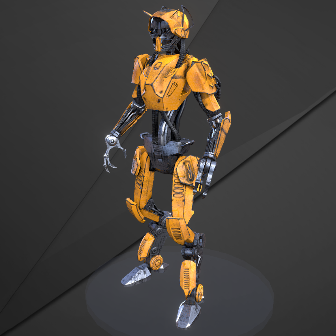 3D模型双足机器人大黄蜂机器人3D文件 obj原始格式/usdz/gltf/glb