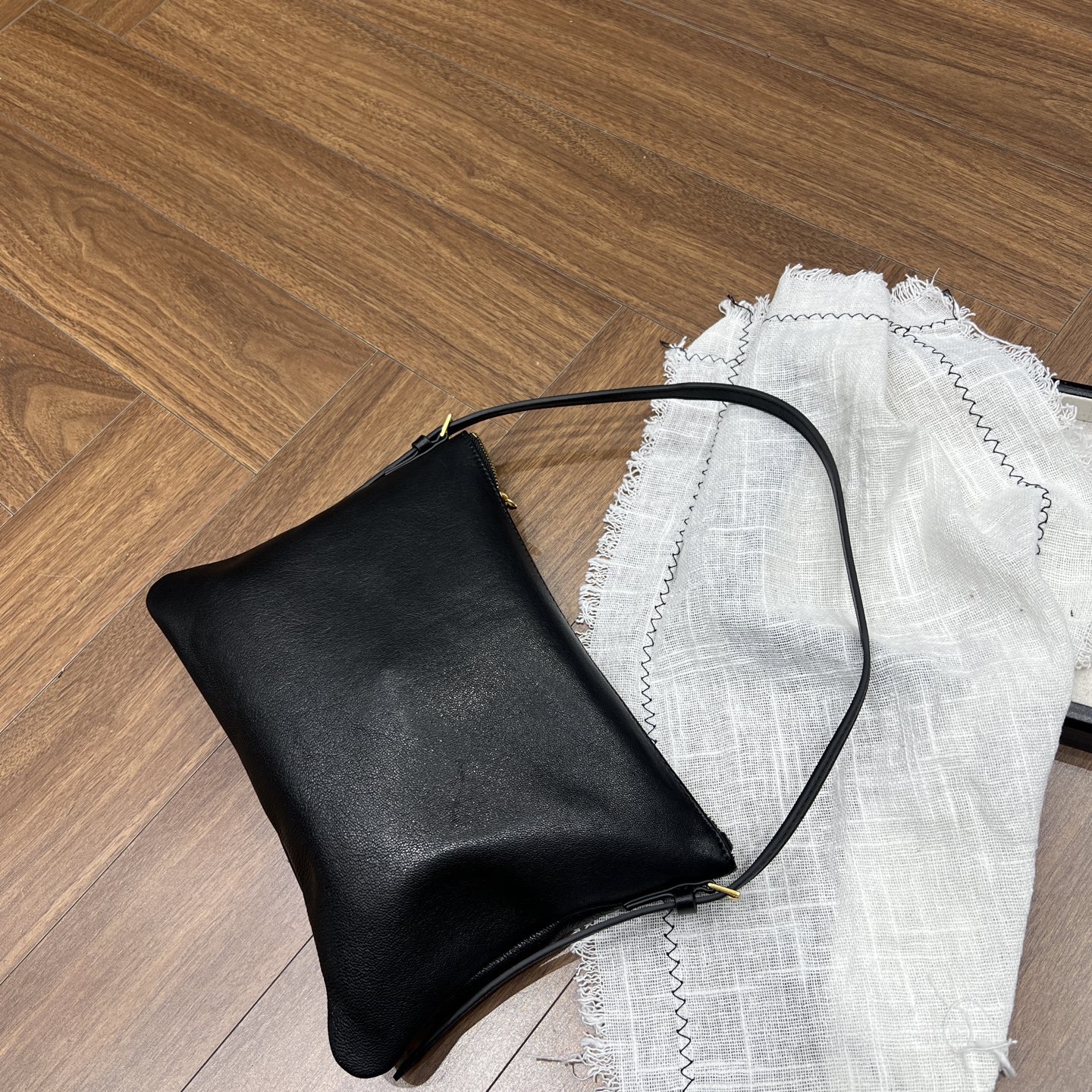 新款韩版麻将包进口植鞣羊皮腋下包女休闲百搭单肩斜挎包真皮女包