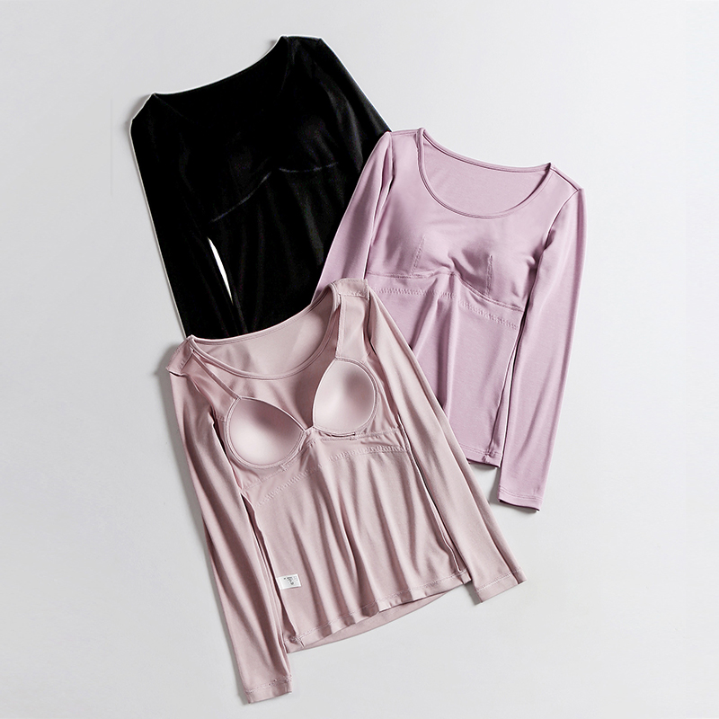 带胸垫秋冬款加绒加厚保暖内衣