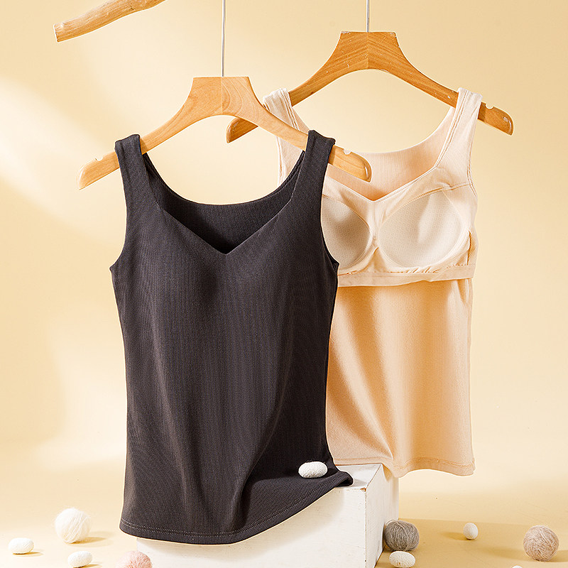 德绒保暖背心女冬带胸垫加绒加厚保暖内衣内搭无袖打底衫修身上衣,女士内衣/男士内衣/家居服,保暖背心,淘宝优惠券,粉丝福利购,淘宝优惠卷