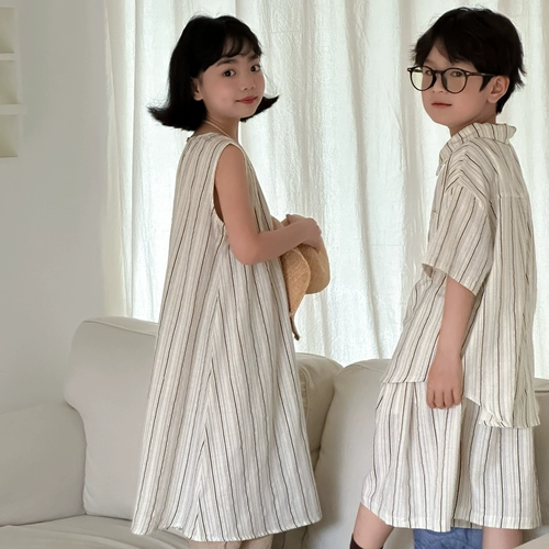 Детский летний комплект, рубашка для мальчиков, шорты, штаны, универсальное платье без рукавов для отдыха, в корейском стиле