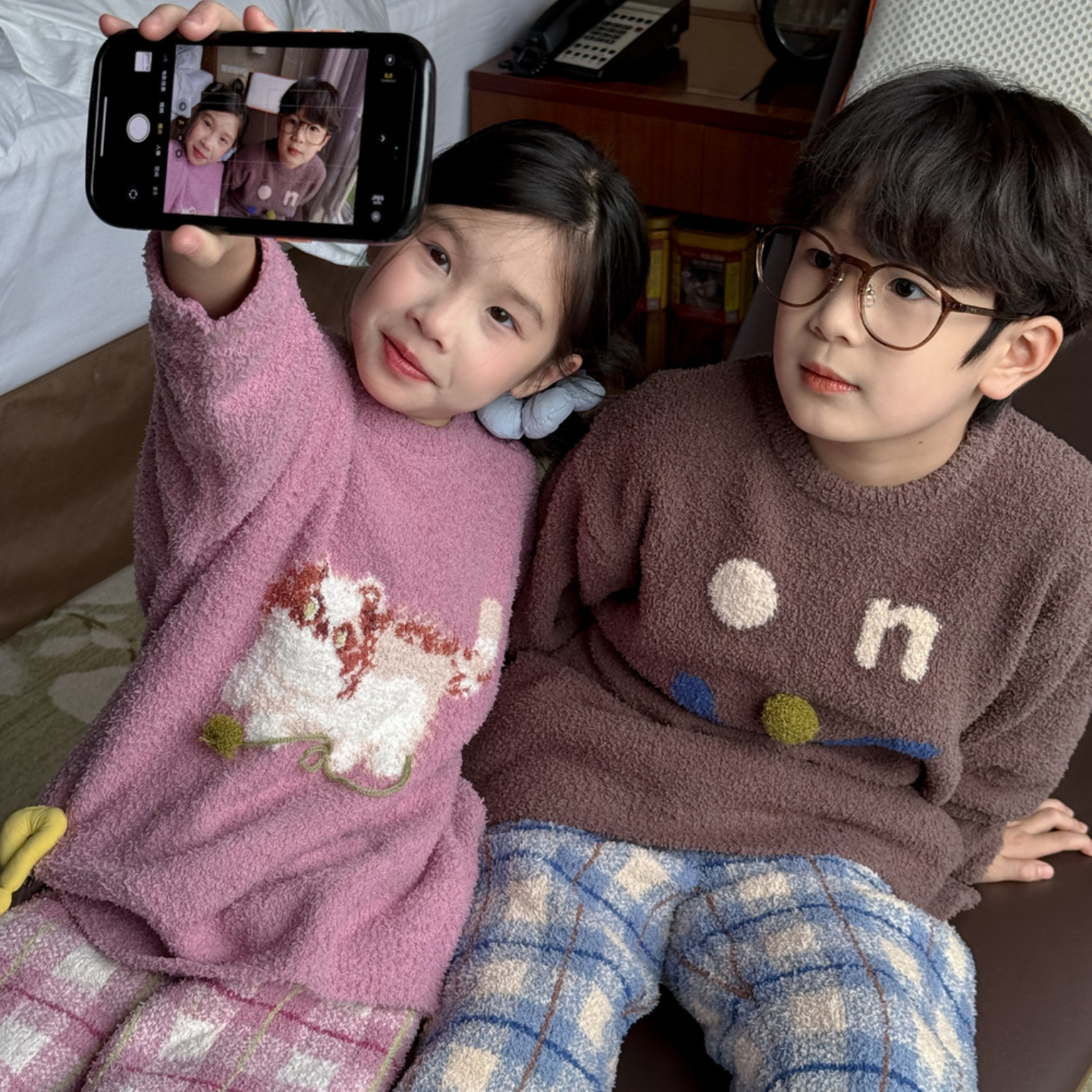 男女童睡衣套装宝宝加绒加厚卡通家居服儿童冬季保暖柔软居家衣服