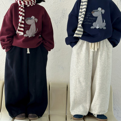 儿童冬季韩版加绒加厚直筒休闲裤