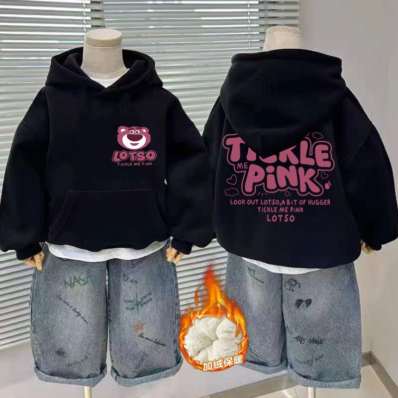 中大童女童连帽卫衣秋冬款2025新款儿童加绒上衣女孩保暖衣服