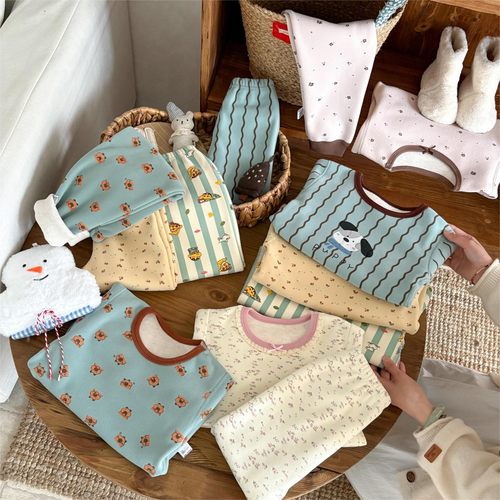 儿童保暖内衣套装宝宝家居服无骨加厚500g羊毛蚕丝秋衣裤冬季睡衣